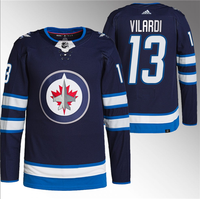Men's Winnipeg Jets #13 Gabriel Vilardi Navy Stitched Jersey